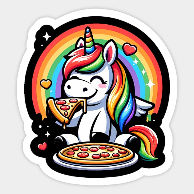 Pizza Unicorn Lover, Love Eating Pizza Sticker by logiamerch